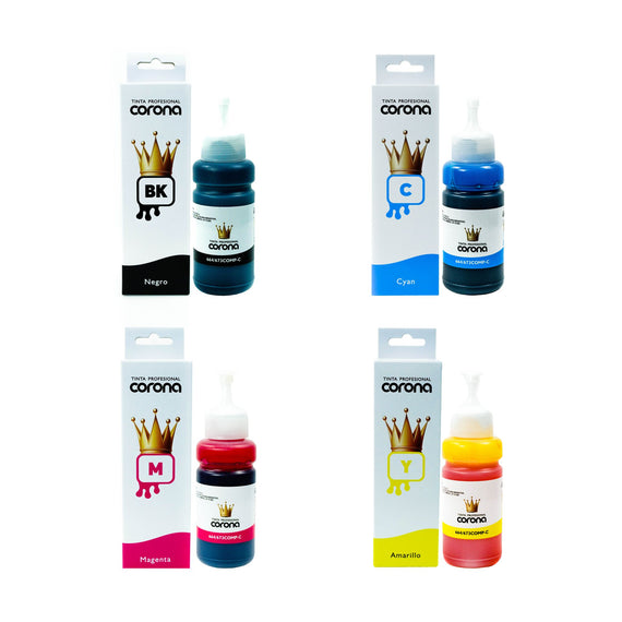 Pack 4 Tintas Corona Compatible Con Epson 664/673 CMYK 70ml