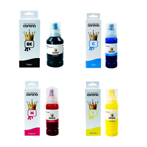 Pack 4 Tintas Corona Compatible con Epson 524 CYMK 70ml