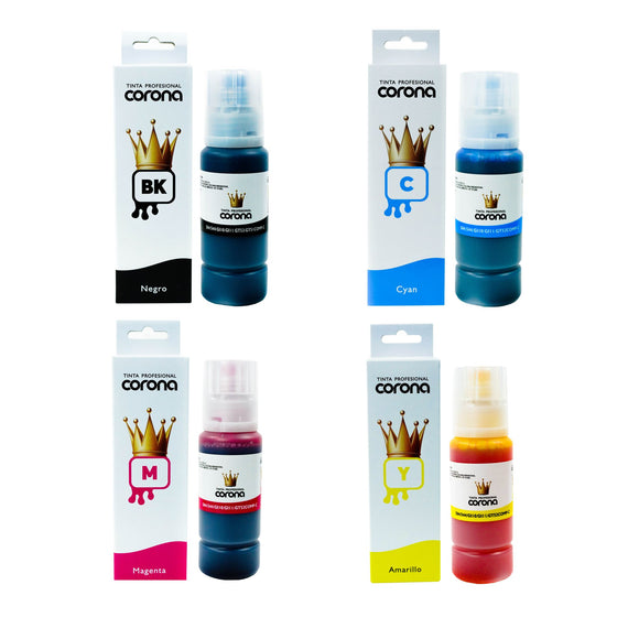 Pack 4 Tintas Corona Compatible Compatible con 504/544/GI10/GI11/GT53/GT51/GT52  CMYK  100ml