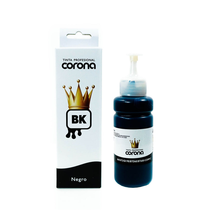 Tinta Corona Universal Compatible Con 664/673/GI190/BTD60/BT6001 Negro 100ml