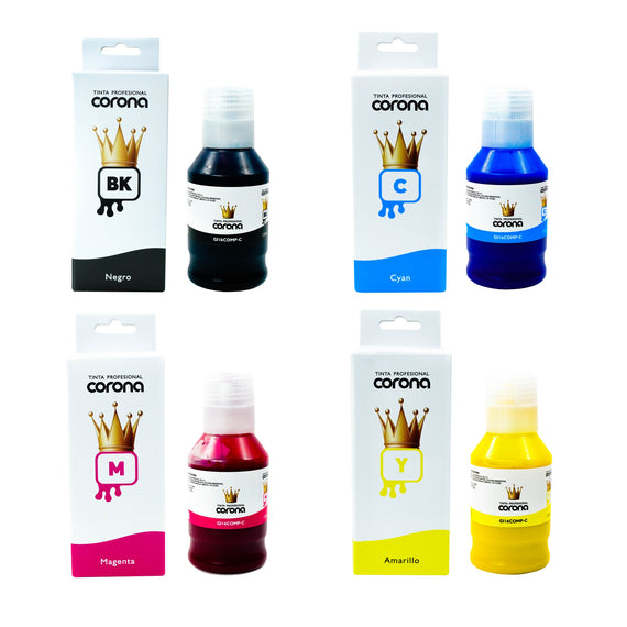 Pack 4 Tinta Corona Compatible Con Canon GI16 CMYK 135ml Marca Corona