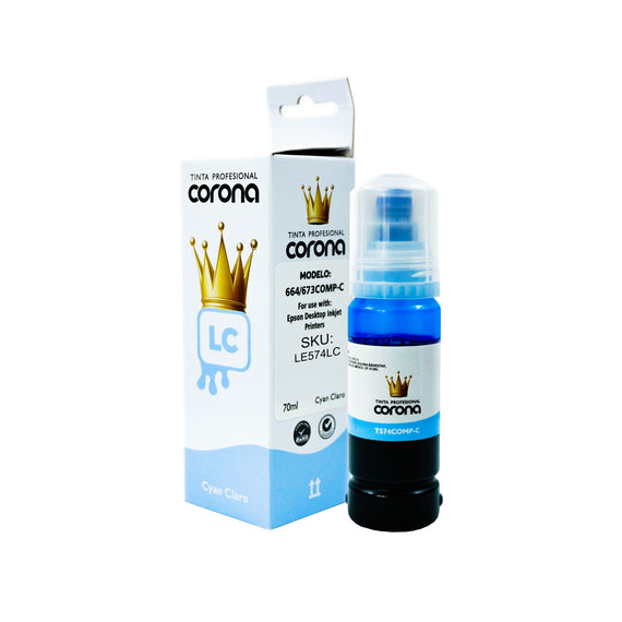 Tinta Corona Compatible Con Epson 574 Cian Claro 70ml