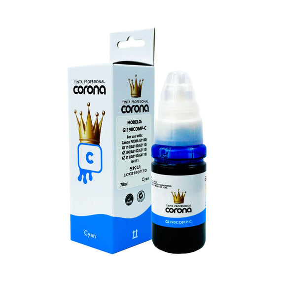 Tinta Corona Compatible Con Canon GI190 Cian 70ml
