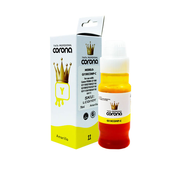 Tinta Corona Compatible Con Canon GI10 Amarillo 70ml