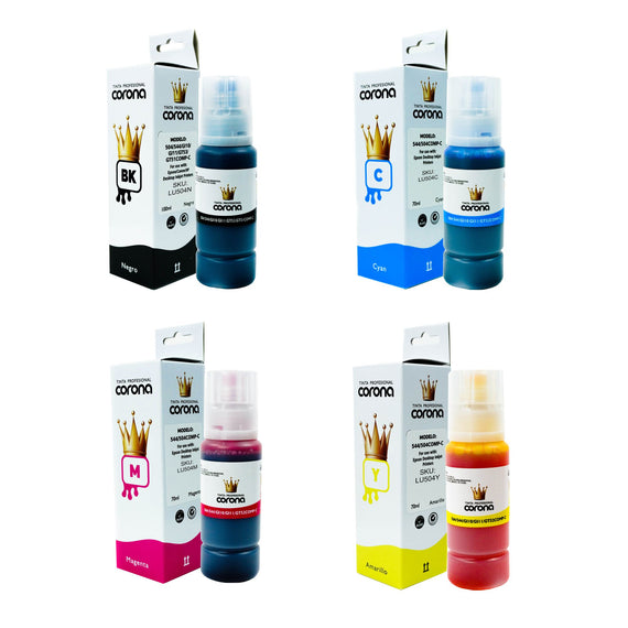 Pack 4 Tintas Corona Compatible Compatible con 504/544/GI10/GI11/GT53/GT51/GT52  CMYK  100ml