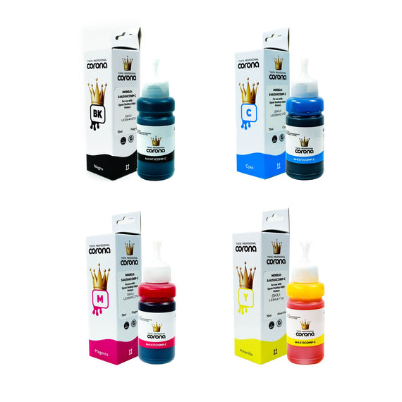 Pack 4 Tintas Corona Compatible Con Epson 664/673 CMYK 70ml