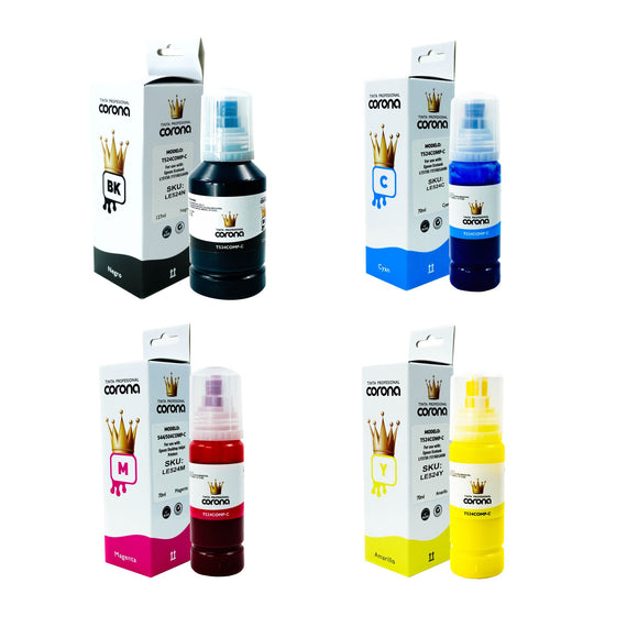Pack 4 Tintas Corona Compatible con Epson 524 CYMK 70ml