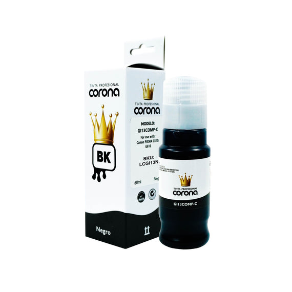 Tinta Corona Compatible Con Canon GI13 Negro 60ml